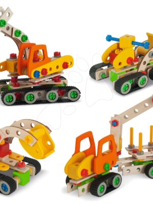 Drevená stavebnica pásový žeriav Constructor Crawler Excavator Eichhorn 4 modely (žeriav