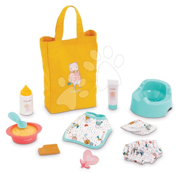 Jedálenská súprava s taškou a podbradníkom Mealtime Set Corolle pre 30 cm bábiku 11 doplnkov od 18 mesJedálenská súprava s taškou a podbradníkom Mealtime Set Corolle pre 30 cm bábiku 11 doplnkov od 18 mes