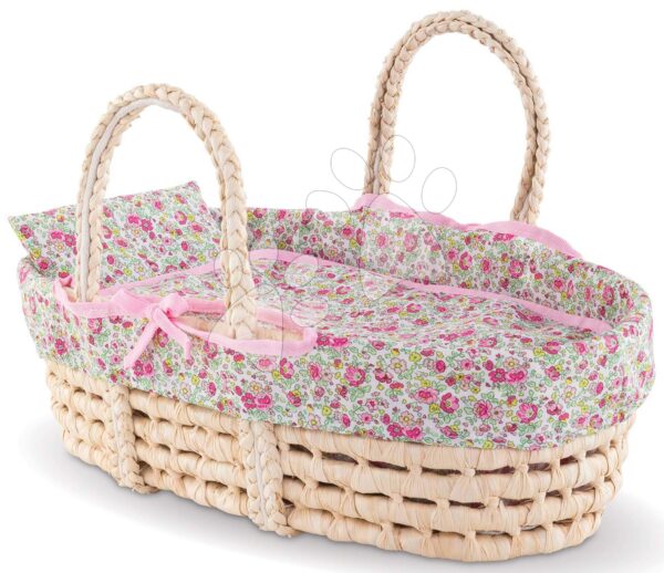 Prútený košík s prikrývkou a vankúšom Braided Basket Floral Corolle pre 36-42 cm bábikuPrútený košík s prikrývkou a vankúšom Braided Basket Floral Corolle pre 36-42 cm bábiku