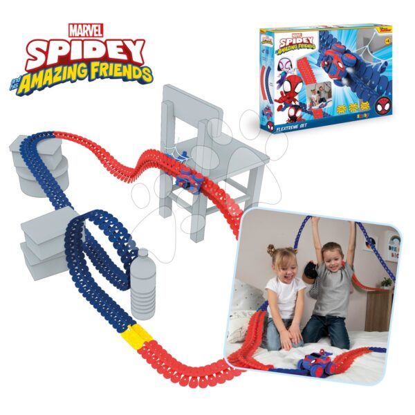 Flexibilná autodráha Spidey Marvel Flextreme Set Smoby s elektronickým autíčkom 184 dielov dráhy 4