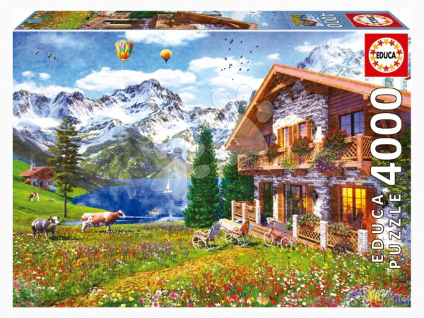 Puzzle Chalet in the Alps Educa 4000 dielov a Fix lepidloPuzzle Chalet in the Alps Educa 4000 dielov a Fix lepidlo