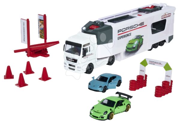 Kamión testovacie centrum MAN TGX Truck Porsche Experience Majorette a 2 kovové autíčka PorscheKamión testovacie centrum MAN TGX Truck Porsche Experience Majorette a 2 kovové autíčka Porsche