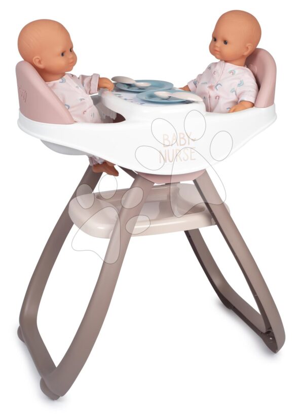 Jedálenská stolička pre dvojičky Twin Highchair 2in1 Natur D'Amour Baby Nurse Smoby pre 42 cm bábiky so 4 doplnkami od 24 mesJedálenská stolička pre dvojičky Twin Highchair 2in1 Natur D'Amour Baby Nurse Smoby pre 42 cm bábiky so 4 doplnkami od 24 mes