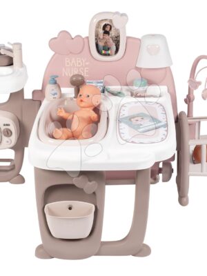 Domček pre bábiku Large Doll's Play Center Natur D'Amour Baby Nurse Smoby trojkrídlový s 23 doplnkami (kuchynka