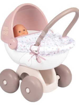 Hlboký kočík s textilom Natur D'Amour Baby Nurse Smoby pre 42 cm bábiku s 55 cm vysokou ergonomickou rúčkou od 18 mesHlboký kočík s textilom Natur D'Amour Baby Nurse Smoby pre 42 cm bábiku s 55 cm vysokou ergonomickou rúčkou od 18 mes