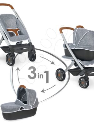 Kočík hlboký a športový DeLuxe Maxi Cosi & Quinny Grey Smoby 3v1 s nosítkom pre bábiku šedýKočík hlboký a športový DeLuxe Maxi Cosi & Quinny Grey Smoby 3v1 s nosítkom pre bábiku šedý