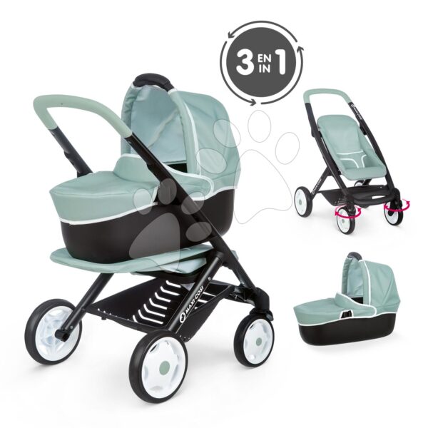 Kočík trojkombinácia Maxi Cosi 3in1 Pushchair+Pram Sage Smoby hlboký/športový/prenosná postieľka pre 42 cm bábiku olivovýKočík trojkombinácia Maxi Cosi 3in1 Pushchair+Pram Sage Smoby hlboký/športový/prenosná postieľka pre 42 cm bábiku olivový