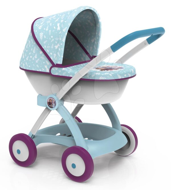 Kočík hlboký Ľadové Kráľovstvo Frozen Pram Smoby pre 42 cm bábiku s pohyblivou strieškou výška rúčky 58 cm od 18 mesKočík hlboký Ľadové Kráľovstvo Frozen Pram Smoby pre 42 cm bábiku s pohyblivou strieškou výška rúčky 58 cm od 18 mes