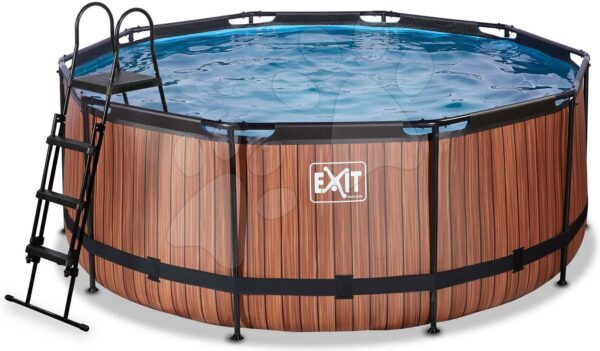 Bazén s pieskovou filtráciou Wood pool Exit Toys kruhový oceľová konštrukcia 360*122 cm hnedý od 6 rokovBazén s pieskovou filtráciou Wood pool Exit Toys kruhový oceľová konštrukcia 360*122 cm hnedý od 6 rokov