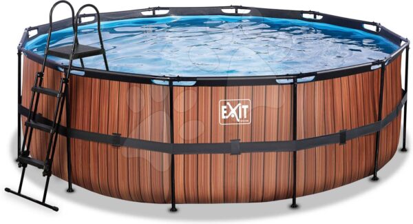 Bazén s pieskovou filtráciou Wood pool Exit Toys kruhový oceľová konštrukcia 427*122 cm hnedý od 6 rokovBazén s pieskovou filtráciou Wood pool Exit Toys kruhový oceľová konštrukcia 427*122 cm hnedý od 6 rokov