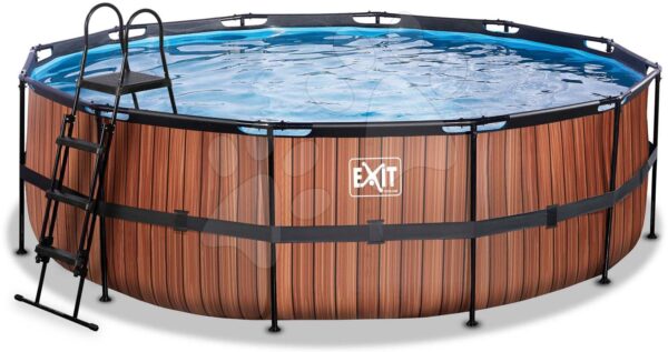 Bazén s pieskovou filtráciou Wood pool Exit Toys kruhový oceľová konštrukcia 450*122 cm hnedý od 6 rokovBazén s pieskovou filtráciou Wood pool Exit Toys kruhový oceľová konštrukcia 450*122 cm hnedý od 6 rokov