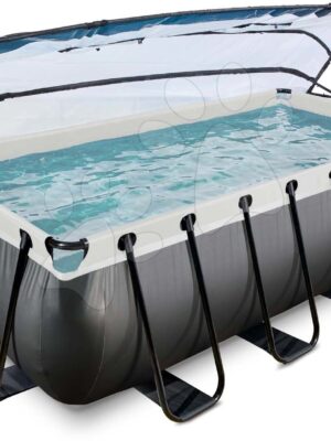 Bazén s krytom a pieskovou filtráciou Black Leather pool Exit Toys oceľová konštrukcia 400*200*100 cm čierny od 6 rokovBazén s krytom a pieskovou filtráciou Black Leather pool Exit Toys oceľová konštrukcia 400*200*100 cm čierny od 6 rokov