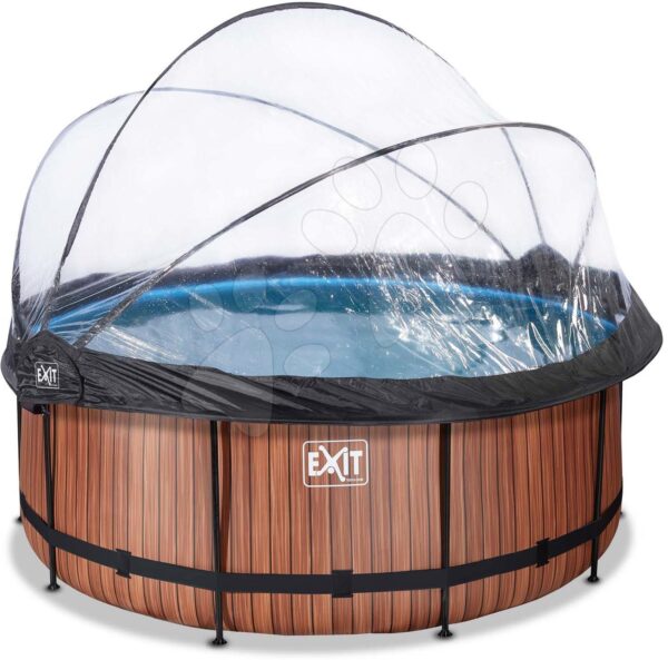 Bazén s krytom a pieskovou filtráciou Wood pool Exit Toys kruhový oceľová konštrukcia 360*122 cm hnedý od 6 rokovBazén s krytom a pieskovou filtráciou Wood pool Exit Toys kruhový oceľová konštrukcia 360*122 cm hnedý od 6 rokov