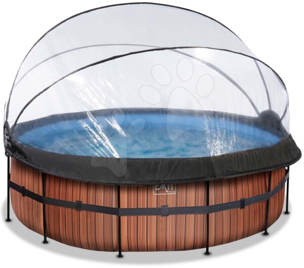 Bazén s krytom a pieskovou filtráciou Wood pool Exit Toys kruhový oceľová konštrukcia 427*122 cm hnedý od 6 rokovBazén s krytom a pieskovou filtráciou Wood pool Exit Toys kruhový oceľová konštrukcia 427*122 cm hnedý od 6 rokov