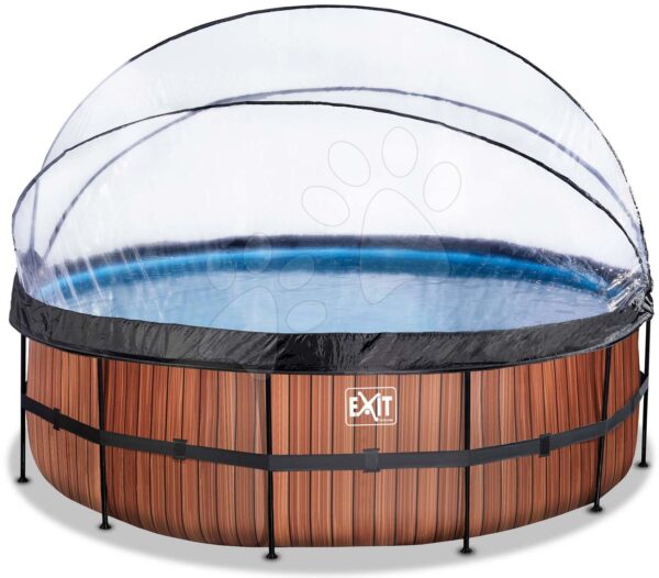 Bazén s krytom a pieskovou filtráciou Wood pool Exit Toys kruhový oceľová konštrukcia 450*122 cm hnedý od 6 rokovBazén s krytom a pieskovou filtráciou Wood pool Exit Toys kruhový oceľová konštrukcia 450*122 cm hnedý od 6 rokov