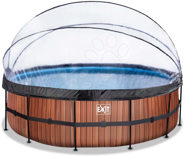 Bazén s krytom a pieskovou filtráciou Wood pool Exit Toys kruhový oceľová konštrukcia 488*122 cm hnedý od 6 rokovBazén s krytom a pieskovou filtráciou Wood pool Exit Toys kruhový oceľová konštrukcia 488*122 cm hnedý od 6 rokov