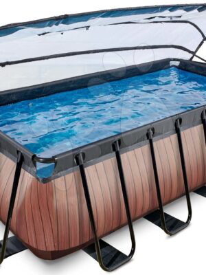 Bazén s krytom a pieskovou filtráciou Wood pool Exit Toys oceľová konštrukcia 400*200*122 cm hnedý od 6 rokovBazén s krytom a pieskovou filtráciou Wood pool Exit Toys oceľová konštrukcia 400*200*122 cm hnedý od 6 rokov