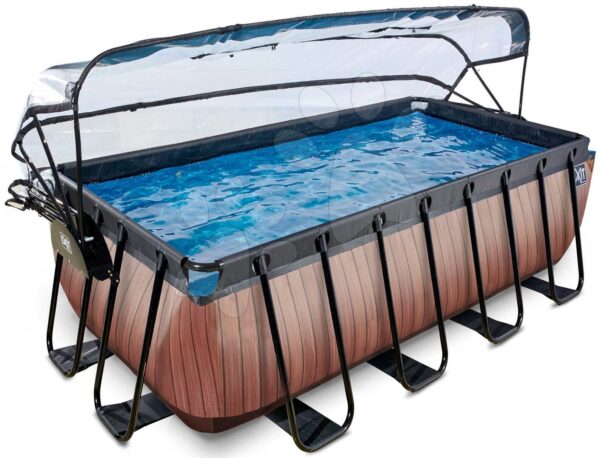 Bazén s krytom a pieskovou filtráciou Wood pool Exit Toys oceľová konštrukcia 400*200*122 cm hnedý od 6 rokovBazén s krytom a pieskovou filtráciou Wood pool Exit Toys oceľová konštrukcia 400*200*122 cm hnedý od 6 rokov