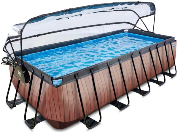 Bazén s krytom a pieskovou filtráciou Wood pool Exit Toys oceľová konštrukcia 540*250*122 cm hnedý od 6 rokovBazén s krytom a pieskovou filtráciou Wood pool Exit Toys oceľová konštrukcia 540*250*122 cm hnedý od 6 rokov