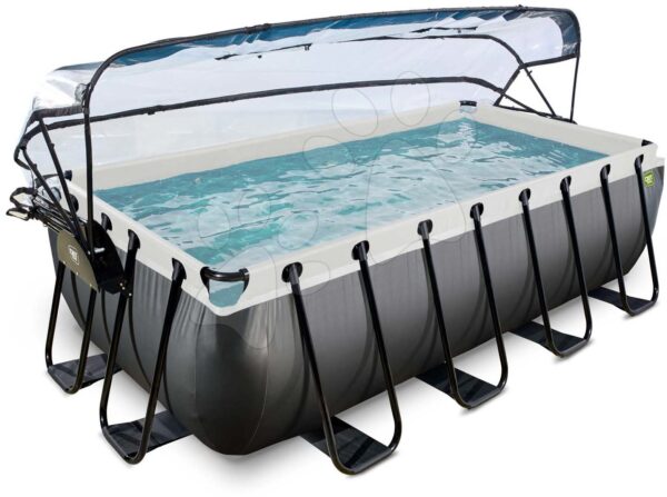 Bazén s krytom pieskovou filtráciou a tepelným čerpadlom Black Leather pool Exit Toys oceľová konštrukcia 400*200*100 cm čierny od 6 rokovBazén s krytom pieskovou filtráciou a tepelným čerpadlom Black Leather pool Exit Toys oceľová konštrukcia 400*200*100 cm čierny od 6 rokov