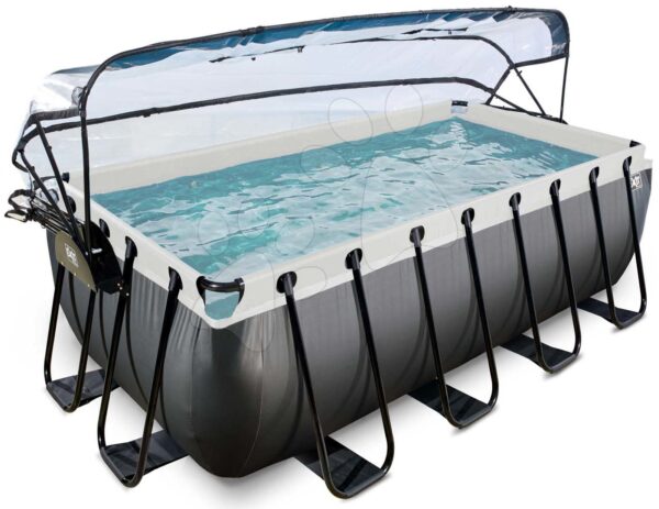 Bazén s krytom pieskovou filtráciou a tepelným čerpadlom Black Leather pool Exit Toys oceľová konštrukcia 400*200*122 cm čierny od 6 rokovBazén s krytom pieskovou filtráciou a tepelným čerpadlom Black Leather pool Exit Toys oceľová konštrukcia 400*200*122 cm čierny od 6 rokov