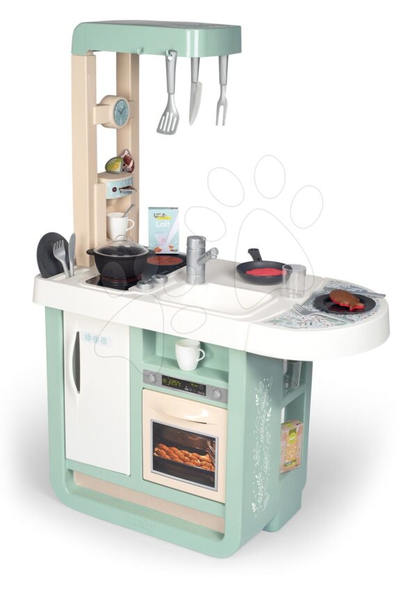 Kuchynka so zvukmi Cherry Kitchen Green Smoby s jedálenským stolom rúrou a chladnička s 25 doplnkamiKuchynka so zvukmi Cherry Kitchen Green Smoby s jedálenským stolom rúrou a chladnička s 25 doplnkami