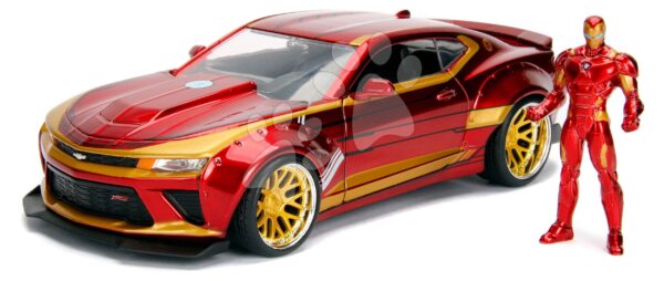 Autíčko Marvel Iron Man 2016 Chevy Camaro Jada kovové s otvárateľnými časťami a figúrkou Iron Man dĺžka 22 cm 1:24Autíčko Marvel Iron Man 2016 Chevy Camaro Jada kovové s otvárateľnými časťami a figúrkou Iron Man dĺžka 22 cm 1:24