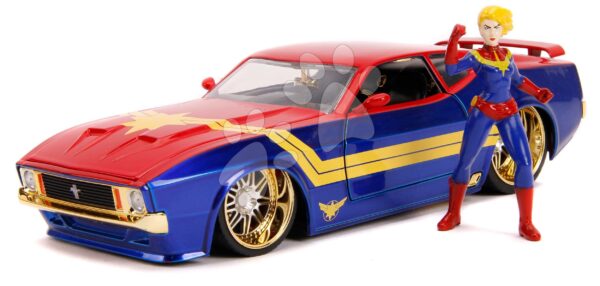 Autíčko Marvel Ford Mustang Mach 1973 Jada kovové s otvárateľnými časťami a figúrkou Captain Marvel 18 cm dĺžka 1:24Autíčko Marvel Ford Mustang Mach 1973 Jada kovové s otvárateľnými časťami a figúrkou Captain Marvel 18 cm dĺžka 1:24