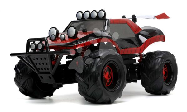 Autíčko na diaľkové ovládanie RC Buggy Miles Morales Marvel Jada terénne s odpružením dĺžka 34 cm 1:14 od 6 rokovAutíčko na diaľkové ovládanie RC Buggy Miles Morales Marvel Jada terénne s odpružením dĺžka 34 cm 1:14 od 6 rokov