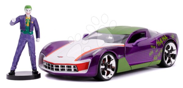 Autíčko DC Chevy Corvette Stingray 2009 Jada kovové s otvárateľnými časťami a figúrkou Joker dĺžka 20 cm 1:24Autíčko DC Chevy Corvette Stingray 2009 Jada kovové s otvárateľnými časťami a figúrkou Joker dĺžka 20 cm 1:24