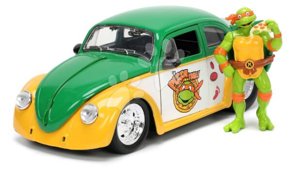 Autíčko Ninja korytnačky VW Drag Beetle 1959 Jada kovové s otvárateľnými dverami a figúrkou Michelangelo dĺžka 19 cm 1:24Autíčko Ninja korytnačky VW Drag Beetle 1959 Jada kovové s otvárateľnými dverami a figúrkou Michelangelo dĺžka 19 cm 1:24