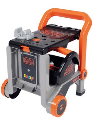 Pracovná dielňa skladacia na kolieskach Bricolo Devil Workmate 3in1 Black&Decker Smoby s kufríkom a 19 doplnkovPracovná dielňa skladacia na kolieskach Bricolo Devil Workmate 3in1 Black&Decker Smoby s kufríkom a 19 doplnkov