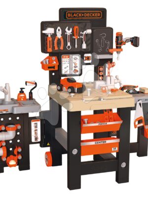 Pracovný stôl trojkrídlový Black&Decker Mega Center Smoby strojárstvo inštalatérstvo maľovanie a tesárstvo 100 doplnkov 103 cm výškaPracovný stôl trojkrídlový Black&Decker Mega Center Smoby strojárstvo inštalatérstvo maľovanie a tesárstvo 100 doplnkov 103 cm výška