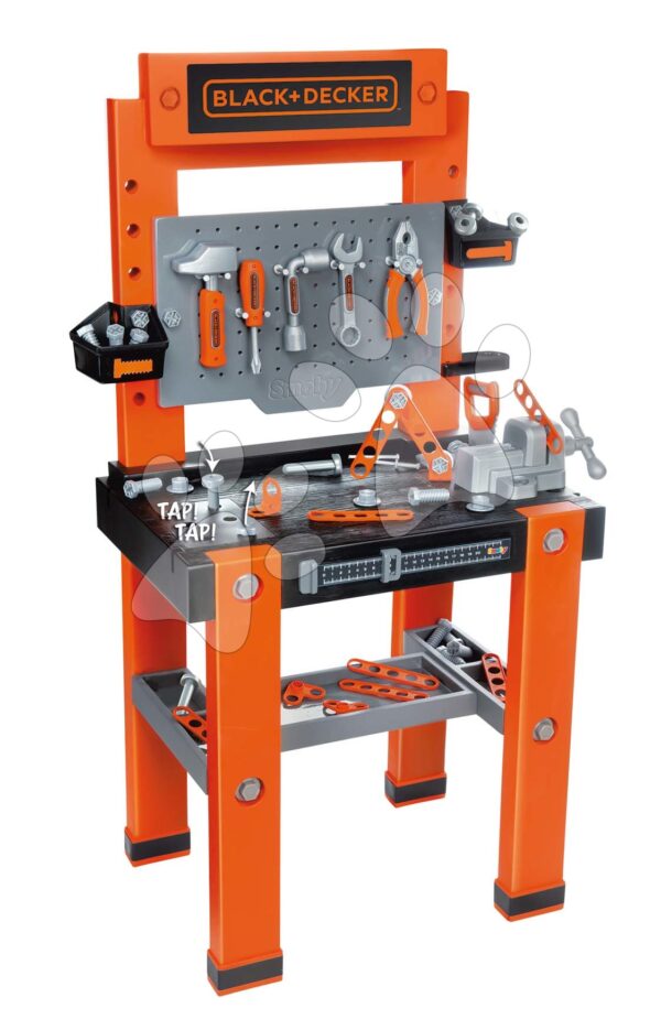 Pracovná dielňa Bricolo One Workbench Black&Decker Smoby so zatĺkačkou a 79 doplnkami 103 cm vysokáPracovná dielňa Bricolo One Workbench Black&Decker Smoby so zatĺkačkou a 79 doplnkami 103 cm vysoká