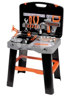 Pracovná dielňa v kufríku 2v1 Bricolo Smart Workbench Black&Decker Smoby rozkladací pracovný stôl s náradím 30 doplnkovPracovná dielňa v kufríku 2v1 Bricolo Smart Workbench Black&Decker Smoby rozkladací pracovný stôl s náradím 30 doplnkov