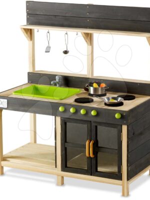 Kuchynka cédrová s tečúcou vodou Yummy 200 Outdoor Play Kitchen Exit Toys vonkajšia s rúrou na pečenie a kuchynským náradím od 24 mesKuchynka cédrová s tečúcou vodou Yummy 200 Outdoor Play Kitchen Exit Toys vonkajšia s rúrou na pečenie a kuchynským náradím od 24 mes