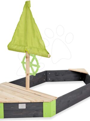 Pieskovisko cédrové loď s kormidlom Aksent Boat Sandpit Exit Toys stožiar s plachtou a úložným priestorom 190*90 cmPieskovisko cédrové loď s kormidlom Aksent Boat Sandpit Exit Toys stožiar s plachtou a úložným priestorom 190*90 cm