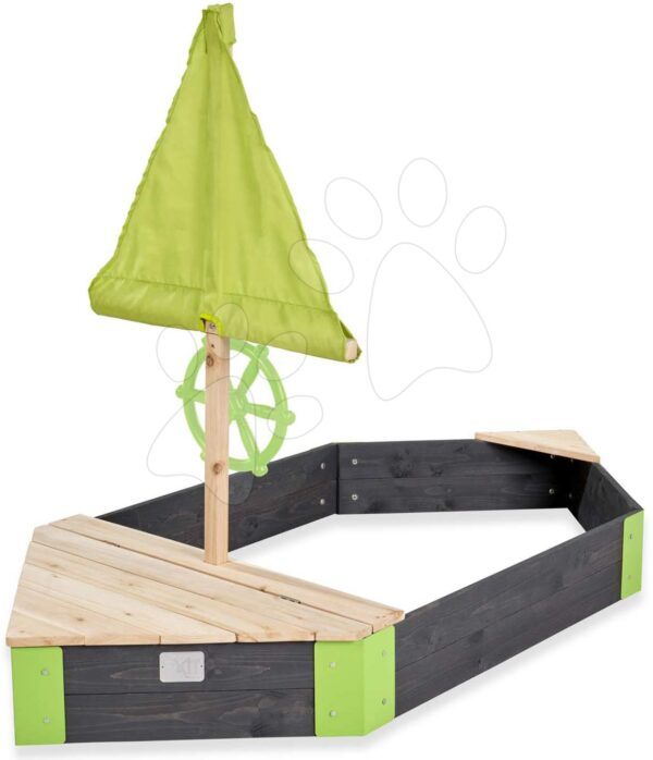 Pieskovisko cédrové loď s kormidlom Aksent Boat Sandpit Exit Toys stožiar s plachtou a úložným priestorom 190*90 cmPieskovisko cédrové loď s kormidlom Aksent Boat Sandpit Exit Toys stožiar s plachtou a úložným priestorom 190*90 cm