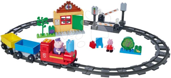 Stavebnica elektronická Peppa Pig Train Fun PlayBig Bloxx BIG železnica so zvukom a 2 figúrkami 55 dielov od 1