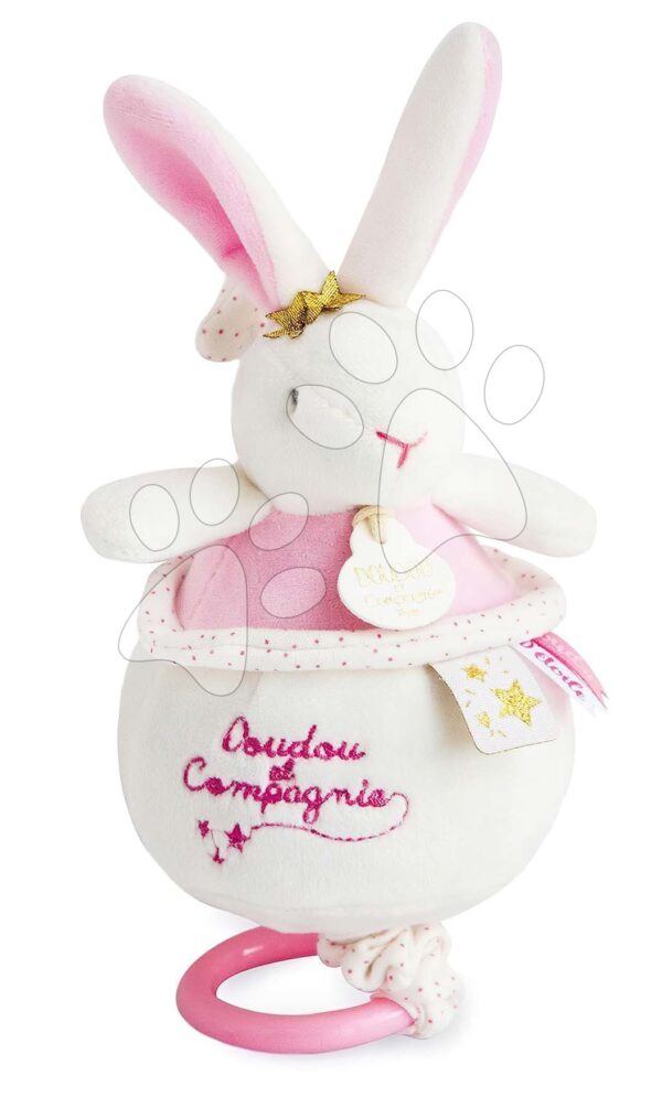 Plyšový zajačik s melódiou Bunny Star Music Box Perlidoudou Doudou et Compagnie ružový 14 cm v darčekovom balení od 0 mesPlyšový zajačik s melódiou Bunny Star Music Box Perlidoudou Doudou et Compagnie ružový 14 cm v darčekovom balení od 0 mes