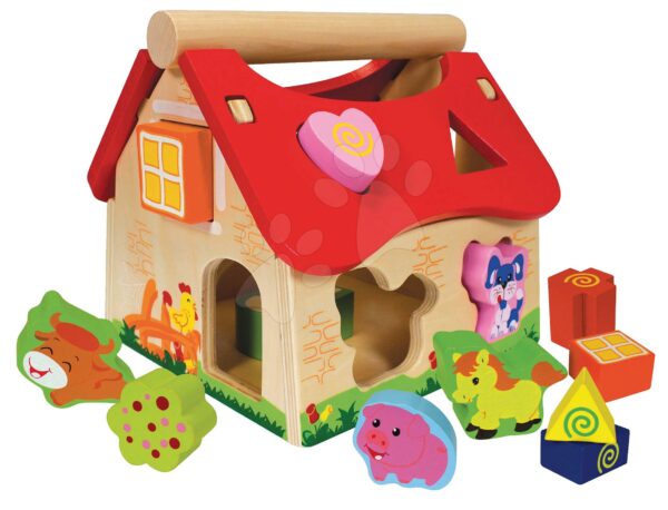 Drevený didaktický domček Shape Sorter House Eichhorn s 12 vkladacími kockami od 12 mesDrevený didaktický domček Shape Sorter House Eichhorn s 12 vkladacími kockami od 12 mes