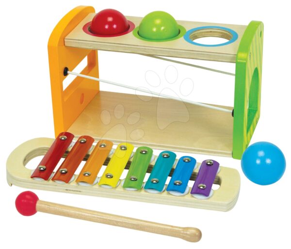 Drevený Xylofón Color Xylophone Hammering Bench Eichhorn s 3 loptičkami a kladivkom od 24 mesDrevený Xylofón Color Xylophone Hammering Bench Eichhorn s 3 loptičkami a kladivkom od 24 mes