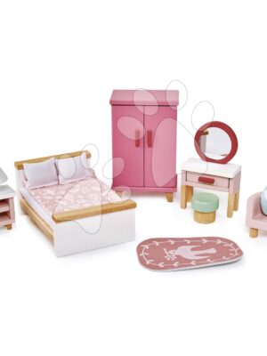 Drevený nábytok do spálne Dovetail Bedroom Set Tender Leaf Toys 9-dielna súprava s komplet vybavením a doplnkamiDrevený nábytok do spálne Dovetail Bedroom Set Tender Leaf Toys 9-dielna súprava s komplet vybavením a doplnkami