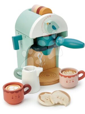 Drevený kávovar Cappuccino Babyccino Maker Tender Leaf Toys s dvoma šálkami a keksíky s mliekomDrevený kávovar Cappuccino Babyccino Maker Tender Leaf Toys s dvoma šálkami a keksíky s mliekom