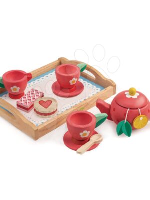 Drevená tácka s čajovou súpravou Tea Tray Tender Leaf Toys 12-dielna súprava s čajníkom a koláčmiDrevená tácka s čajovou súpravou Tea Tray Tender Leaf Toys 12-dielna súprava s čajníkom a koláčmi