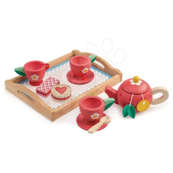 Drevená tácka s čajovou súpravou Tea Tray Tender Leaf Toys 12-dielna súprava s čajníkom a koláčmiDrevená tácka s čajovou súpravou Tea Tray Tender Leaf Toys 12-dielna súprava s čajníkom a koláčmi