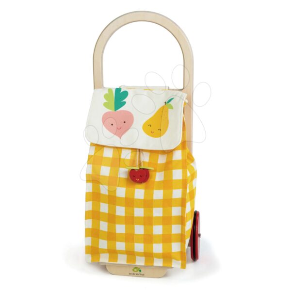 Nákupný vozík z textilu Shopping Trolley Yellow Tender Leaf Toys s drevenou konštrukciouNákupný vozík z textilu Shopping Trolley Yellow Tender Leaf Toys s drevenou konštrukciou