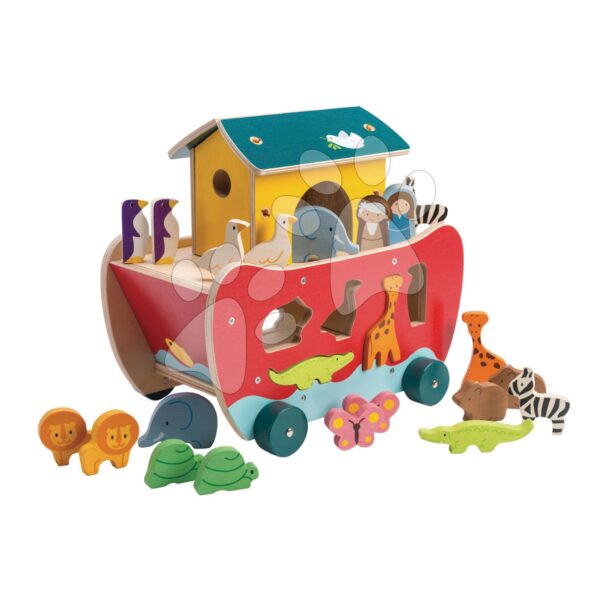 Drevená Noemova archa Noah's Shape Sorter Ark Tender Leaf Toys 23-dielna s postavičkami rozoberateľná od 18 mesDrevená Noemova archa Noah's Shape Sorter Ark Tender Leaf Toys 23-dielna s postavičkami rozoberateľná od 18 mes