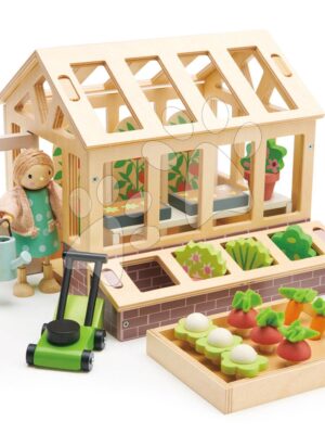 Drevený skleník Greenhouse and Garden Set Tender Leaf Toys s otváracou strechou a 9 druhov zeleniny pre bábikuDrevený skleník Greenhouse and Garden Set Tender Leaf Toys s otváracou strechou a 9 druhov zeleniny pre bábiku