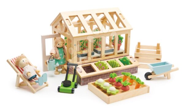 Drevený skleník Greenhouse and Garden Set Tender Leaf Toys s otváracou strechou a 9 druhov zeleniny pre bábikuDrevený skleník Greenhouse and Garden Set Tender Leaf Toys s otváracou strechou a 9 druhov zeleniny pre bábiku